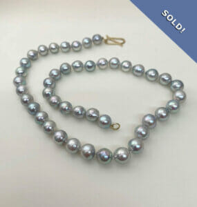 Natural grey Japanese akoya pearl necklace -  sold
