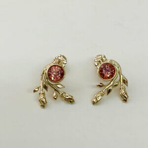 Malaya garnet rosebud post earrings