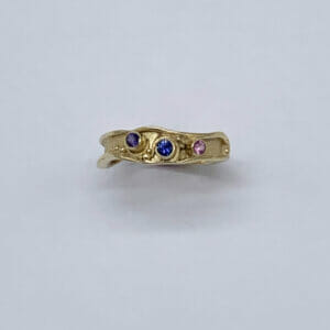 narrow / stack ring with blue purple pink sapphires