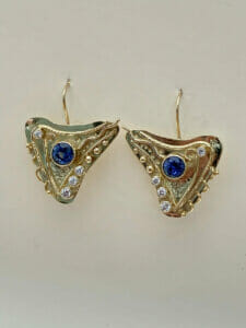 Magnificent blue sapphire and diamond earrings