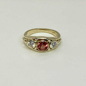 Natural orange sapphire ring with Lazare diamonds
