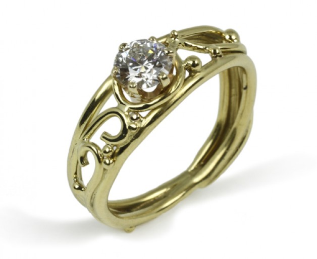 18k yellow gold ring with Lazare ideal cut diamond available at Daniel R. Spirer Jewelers of Boston, Cambridge