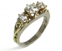 “Not Your Usual 3 Stone Ring” in 18k palladium white and yellow gold with Lazare Diamonds