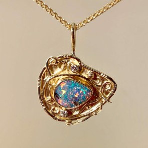 Australian-boulderOpal-diamond-pendant