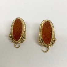 Orange druzy quartz post earrings