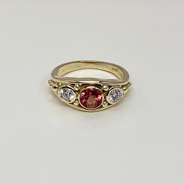 Natural orange sapphire ring with Lazare diamonds