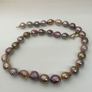 Chinese natural metallic freshwater pearl necklace