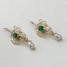 Golconda tourmaline earrings with freshwater pearl