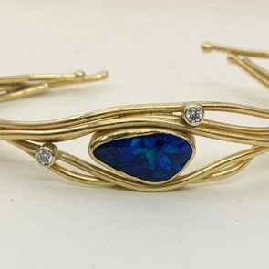 cuff bracelet with big boulder opal