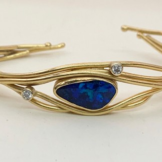 cuff bracelet with big boulder opal