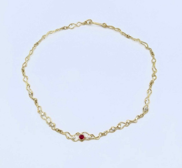 Moonbeams Necklace with Ruby and Diamonds