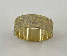 Mokume Gane Wedding Band 22k Yellow Gold and 18k Palladium White Gold Mokume on 18k Yellow Base