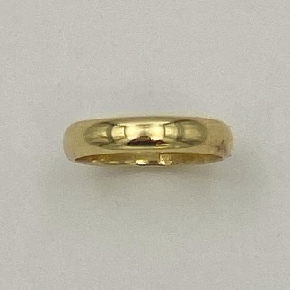 18k yellow gold, 4mm wide, half round wedding band