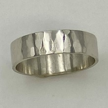 Platinum Flat Facet Hammered Wedding Band