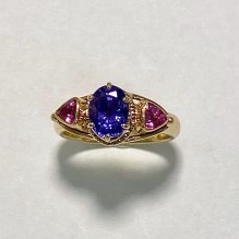 Purple and pink sapphire ring