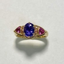 Purple and pink sapphire ring