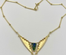 Winged Boulder Opal Necklace 22k and 18k