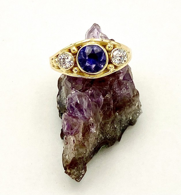 Purple Sapphire Ring with Diamonds