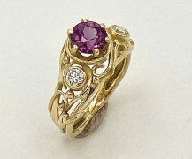 Purple Sappire and Diamond Ring Side View Purple Sappire and Diamond Ring Side View