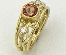 Orange Sapphire and Diamond Moonbeams Wire Ring Orange Sapphire and Diamond Moonbeams Wire Ring