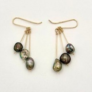 18k yellow gold pearl sprays with natural color South Sea Keshi pearls
