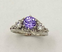 Platinum, Putple Sapphire and Diamond Ring