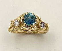 Montana Teal Sapphire Ring with Diamonds