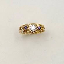 Diamond and Purple Sapphire Ring
