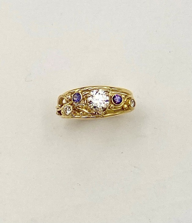 Diamonds and Purple Sapphire Ring