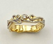 Gold and Platinum Ring with Small Diamond