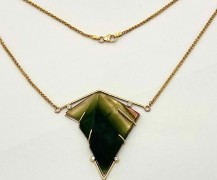 Carved Dieter Lorenz Multicolor Tourmaline Slab and Diamond Necklace