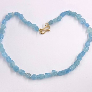 Natural color Brazilian aquamarine crystal beads. 170 cts TW. Measures 18 3/4 inches long.