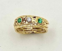 Emerald and Diamond Vine Ring