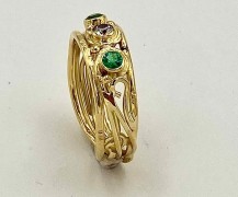 Emerald and Diamond Vine Ring Side View