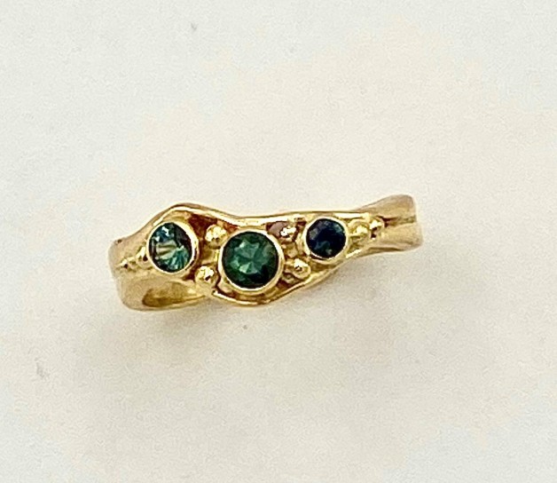 Wave with Three Montana Sapphires