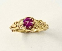Vines and Leaves with Round Pink Sapphire