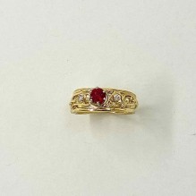 Looping Wire Ruby and Diamond Ring