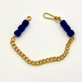 22k yellow gold chain bracelet with natural color lapis beads.