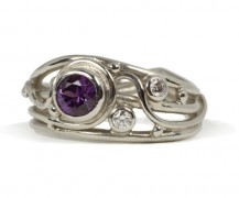 950 platinum ring with purple sapphire and diamonds
