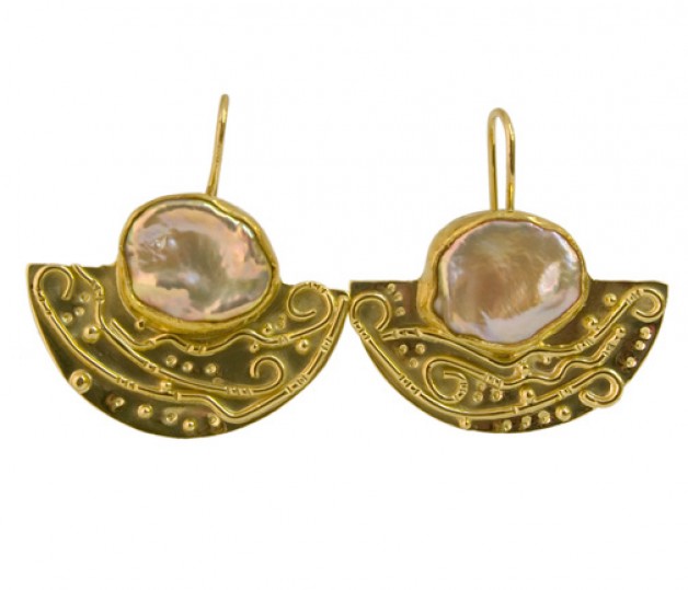 18k and 22k gold earrings with freshwater keshi pearls earrings available at Spirer Jewelers, Boston