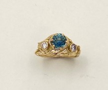 Montana Sapphire Wirey Ring with Diamond Accents