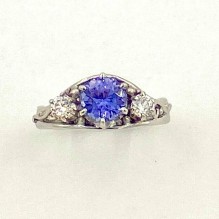 Natural Color Purple Sapphire and Diamond Ring