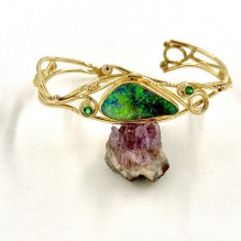 Boulder Opal and Emerald Bracelet