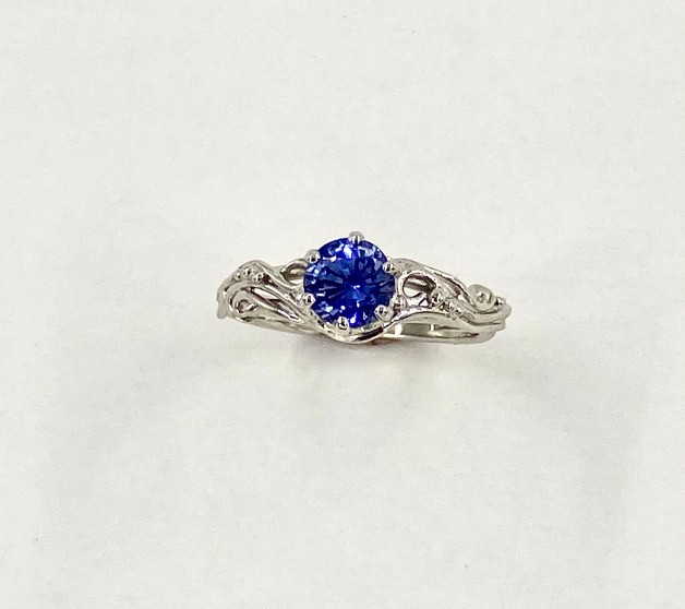 Platinum and Sapphire Twigs Ring