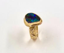 Boulder Opal 18k and 22k Gold Ring