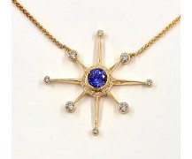 Custom sapphire and diamond pendant