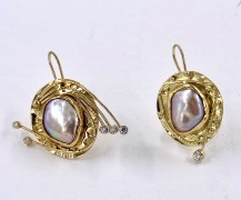 Keshi pearls in 18k and 22k gold with diamonds.