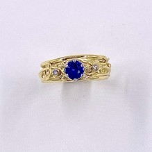 Looping Wire Sapphire and Diamond Ring