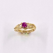 Hot Pink Sapphire Leaves and Vines Ring