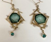 Emerald Crystal Slices, Emeralds and Diamonds